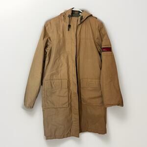 Abercrombie & Fitch Women's SZ S Tan long trench Field Coat jacket Heavy